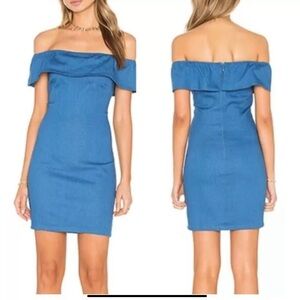 WYLDR NWT Blue Denim Off-Shoulder Dress Size M